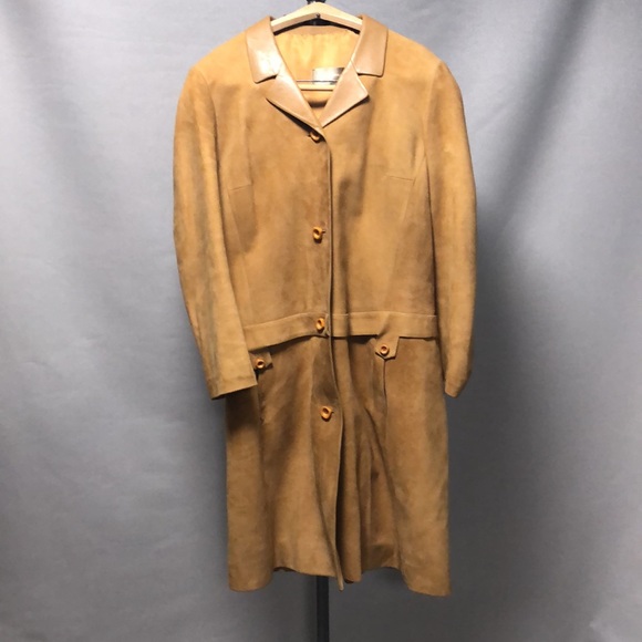 Vintage Leather Trench Coat By LedaSpain SzS-MP - Picture 11 of 12